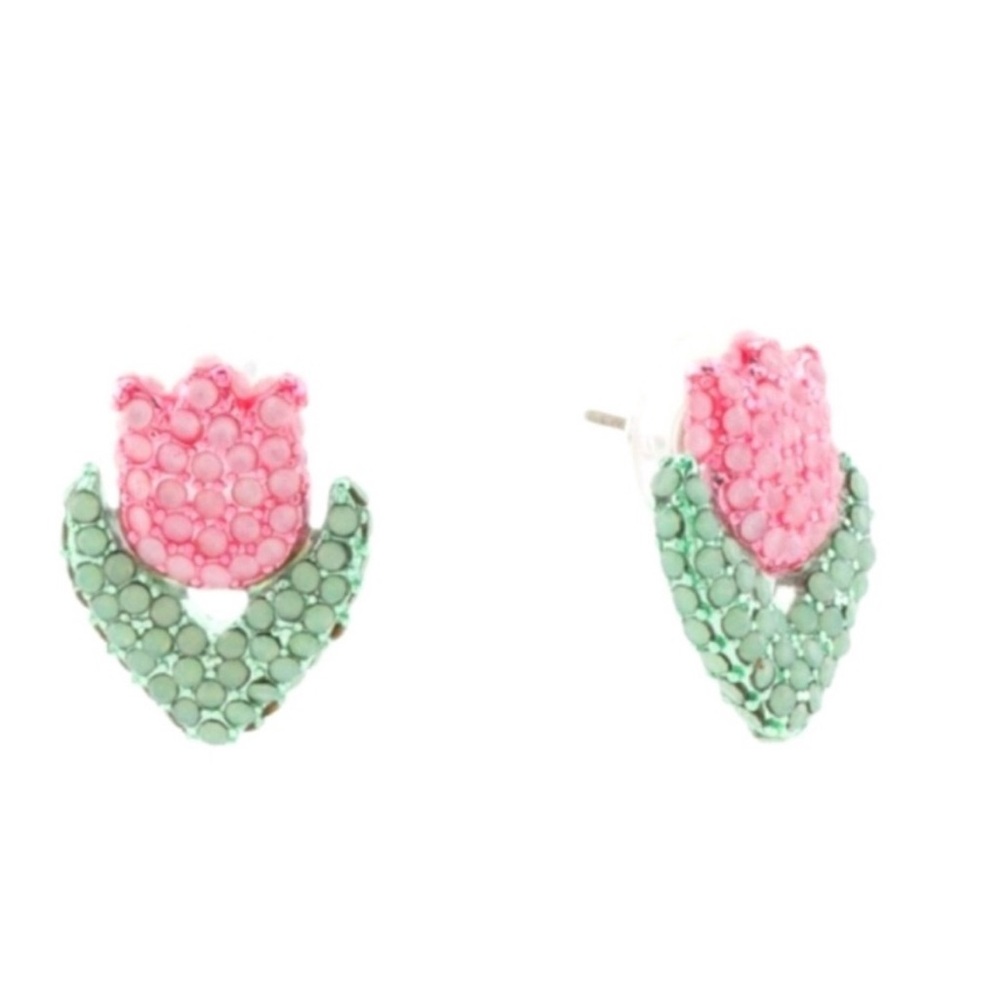 🌷 BETSEY JOHNSON HOP TO IT Tulip pendant statement necklace$Tulip Stud Earrings - Picture 7 of 11